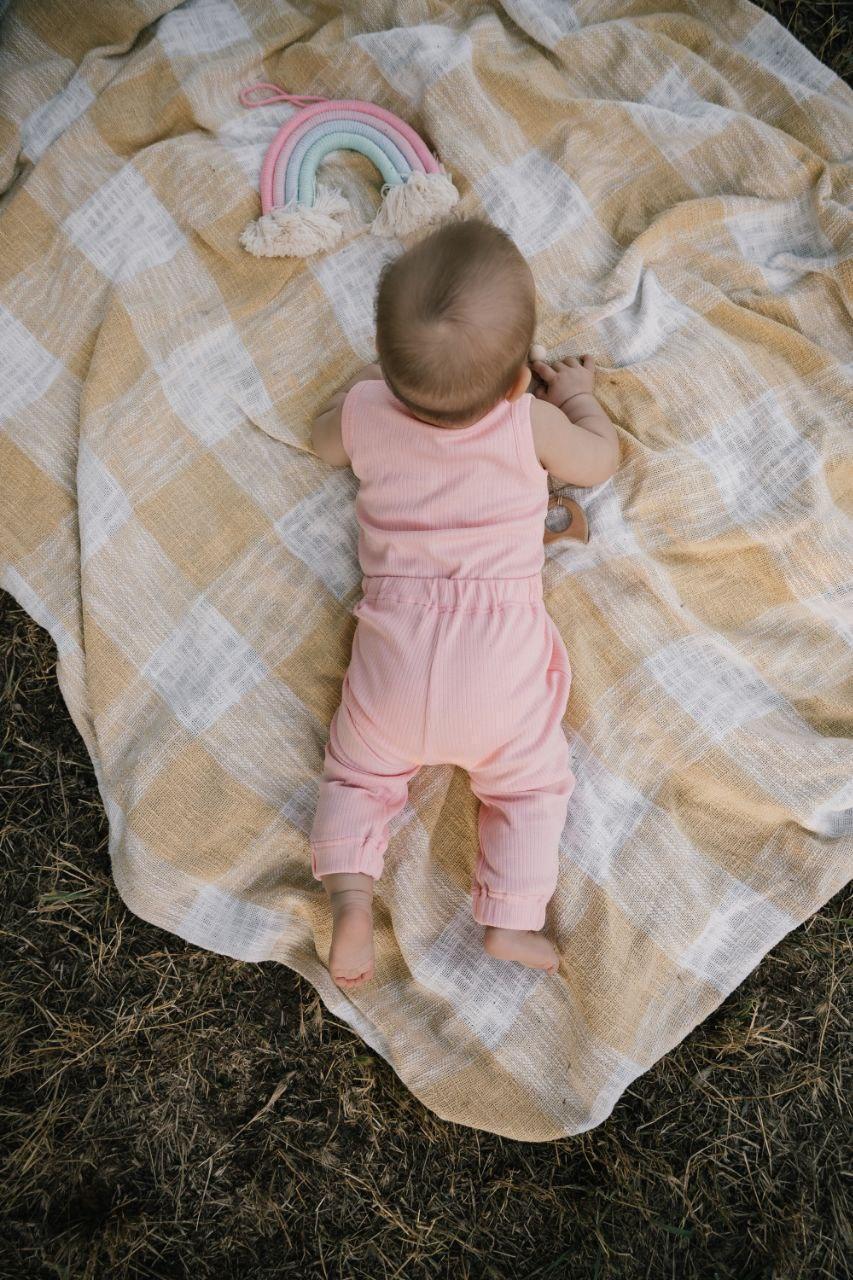 Комплект для малюка боді майка і штани інтерлок рубчик 62 см Рожевий (2683769385) - фото 2