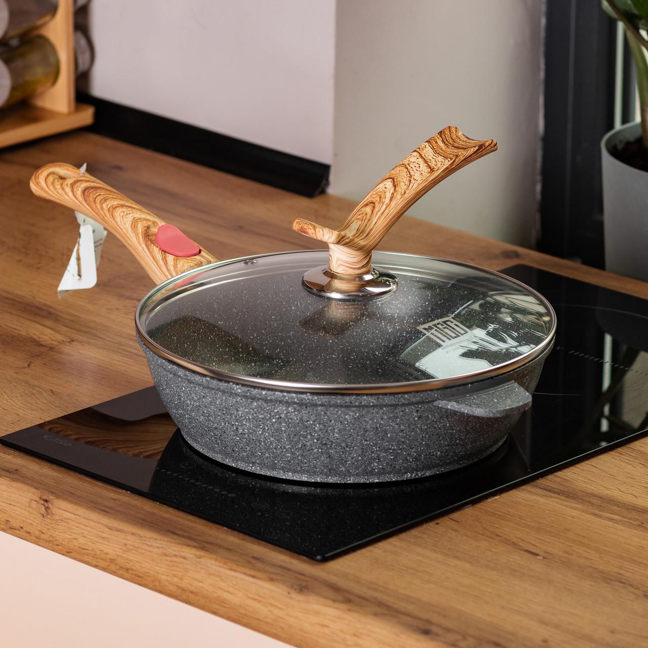 Сковорода алюминиевая MGC глубокая со стеклянной крышкой 3,5 л 28 см Серый (HP-4-465G)