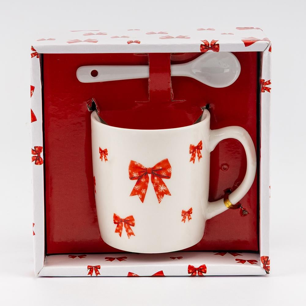 Чашка з ложечкою Різдвяні бантики 200 мл (9250-012) - фото 3 Чашка з ложечкою Різдвяні бантики 200 мл (9250-012) - фото 3