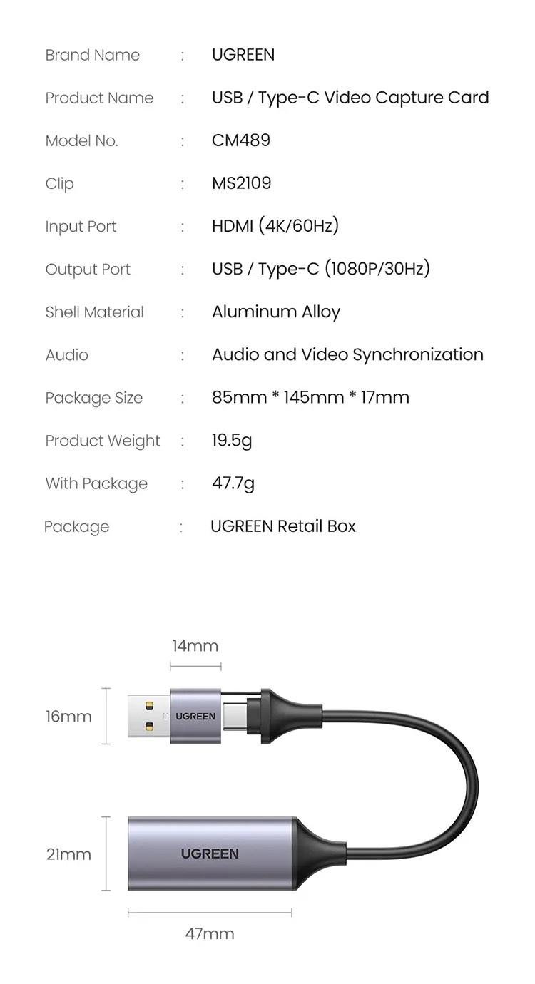 Конвертор сигнала UGREEN CM489 HDMI to USB-C (40189) - фото 15