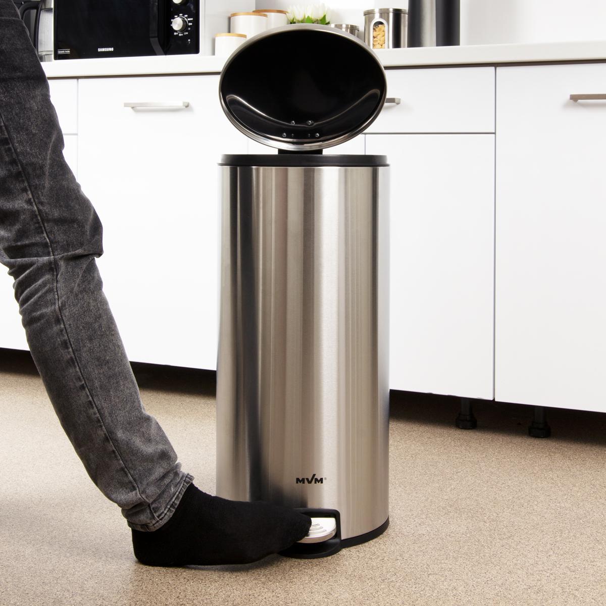Відро для сміття MVM BIN-16 з кришкою і педаллю 30 л Нержавіюча сталь (BIN-16 30L SS) - фото 5