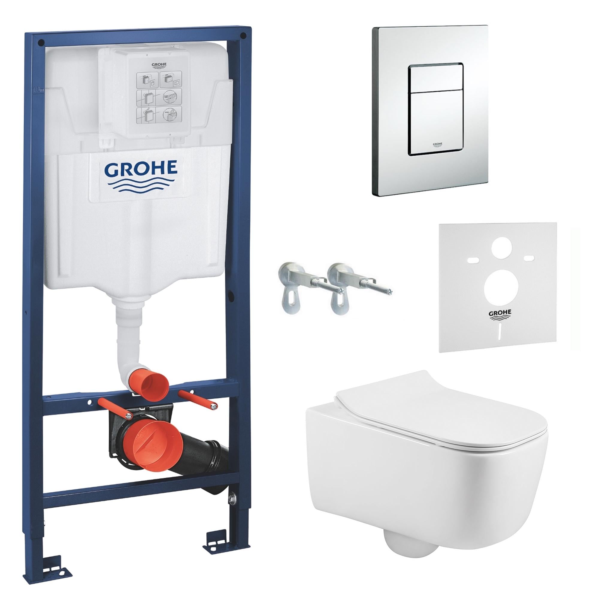 Комплект инсталляции Grohe Rapid SL 13-44-202+38772001+37131000 с унитазом кнопка Хром (98880)