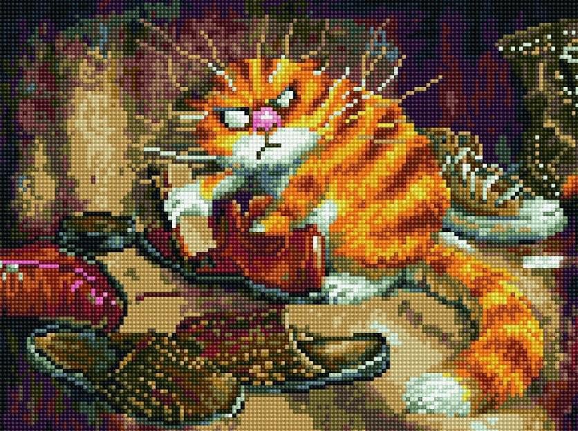 Алмазная мозаика на подрамнике Rainbow Art Неудовлетворенный кот 40х30 см (EJ883)