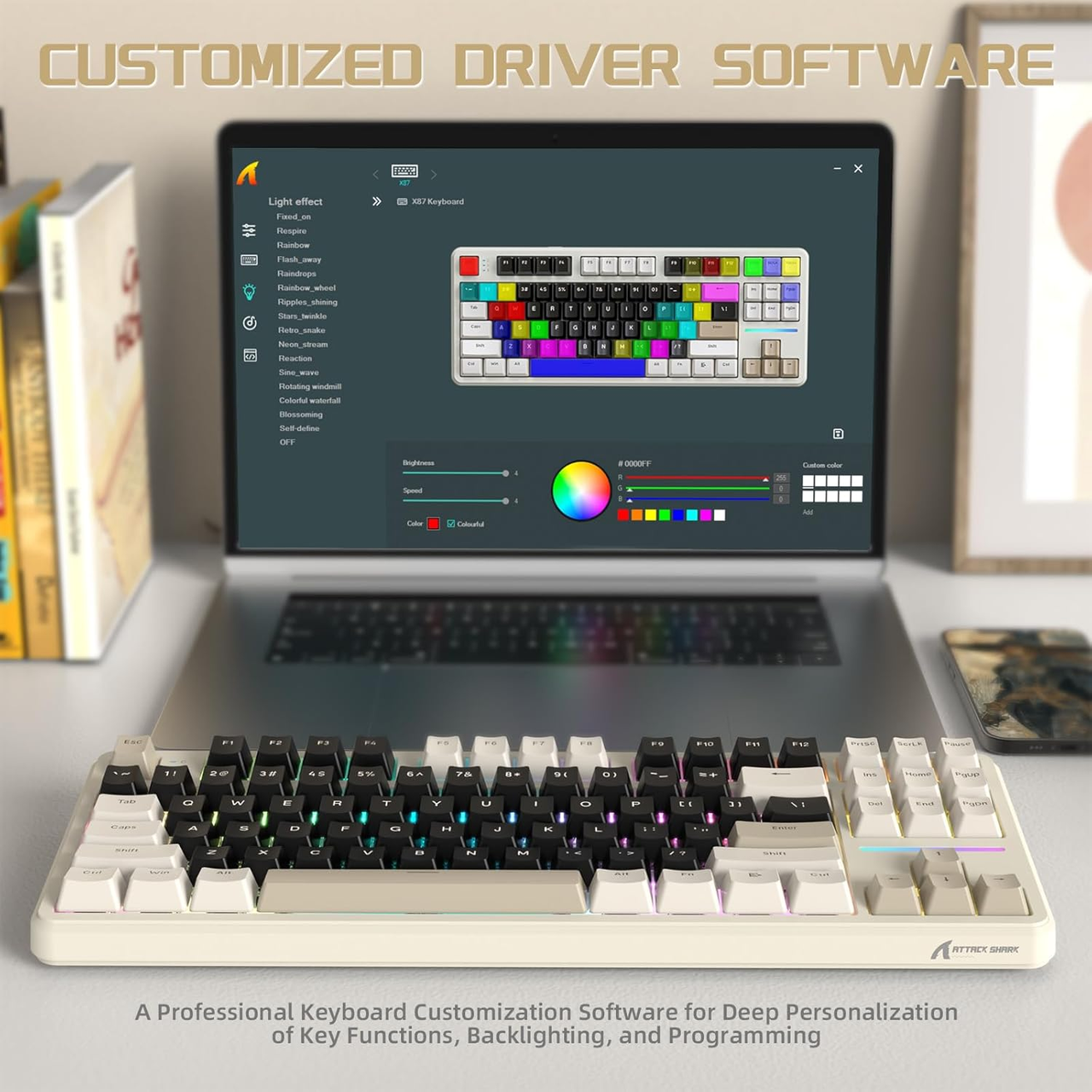 Клавиатура игровая attack shark X87 беспроводная механическая с RGB подсветкой с поддержкой HOT-SWAP - фото 7