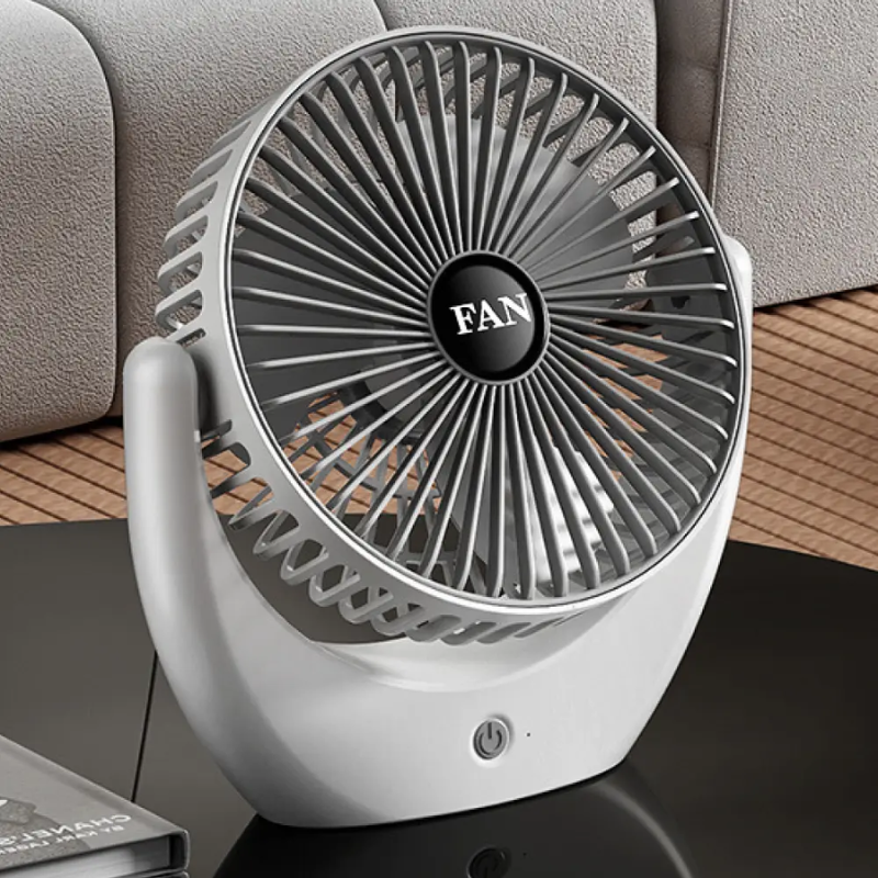 Вентилятор портативний акумуляторний настільний Portable Fan AND ручний охолоджувач з USB заряджанням 21x21x11 см Білий (2636304447)