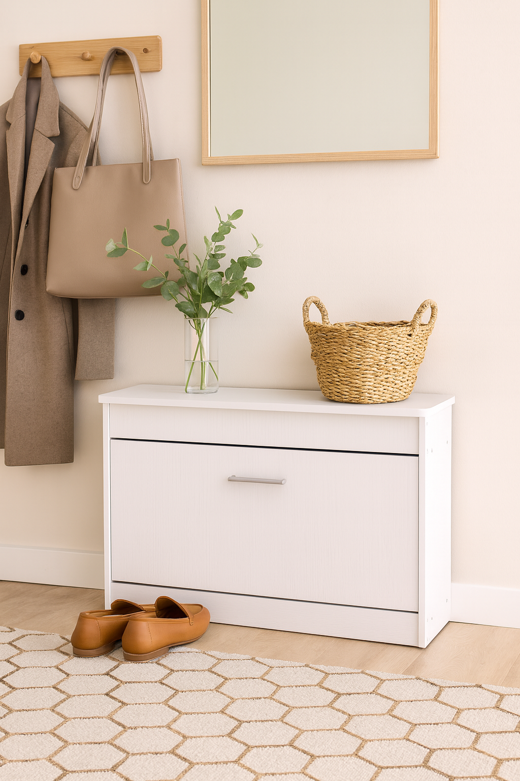 Тумба для обуви Kompanit ТО-1 с откидной дверцей 92х27х59 см Нимфея Альба (977302107)