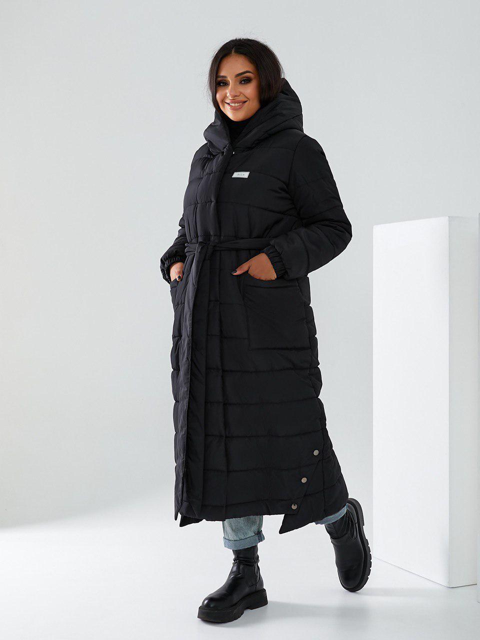 Пуховик длинный Aiza А032 на поясе кнопках молнии и с капюшоном р. 46-48 Хаки - фото 12 Пуховик длинный Aiza А032 на поясе кнопках молнии и с капюшоном р. 46-48 Хаки - фото 12