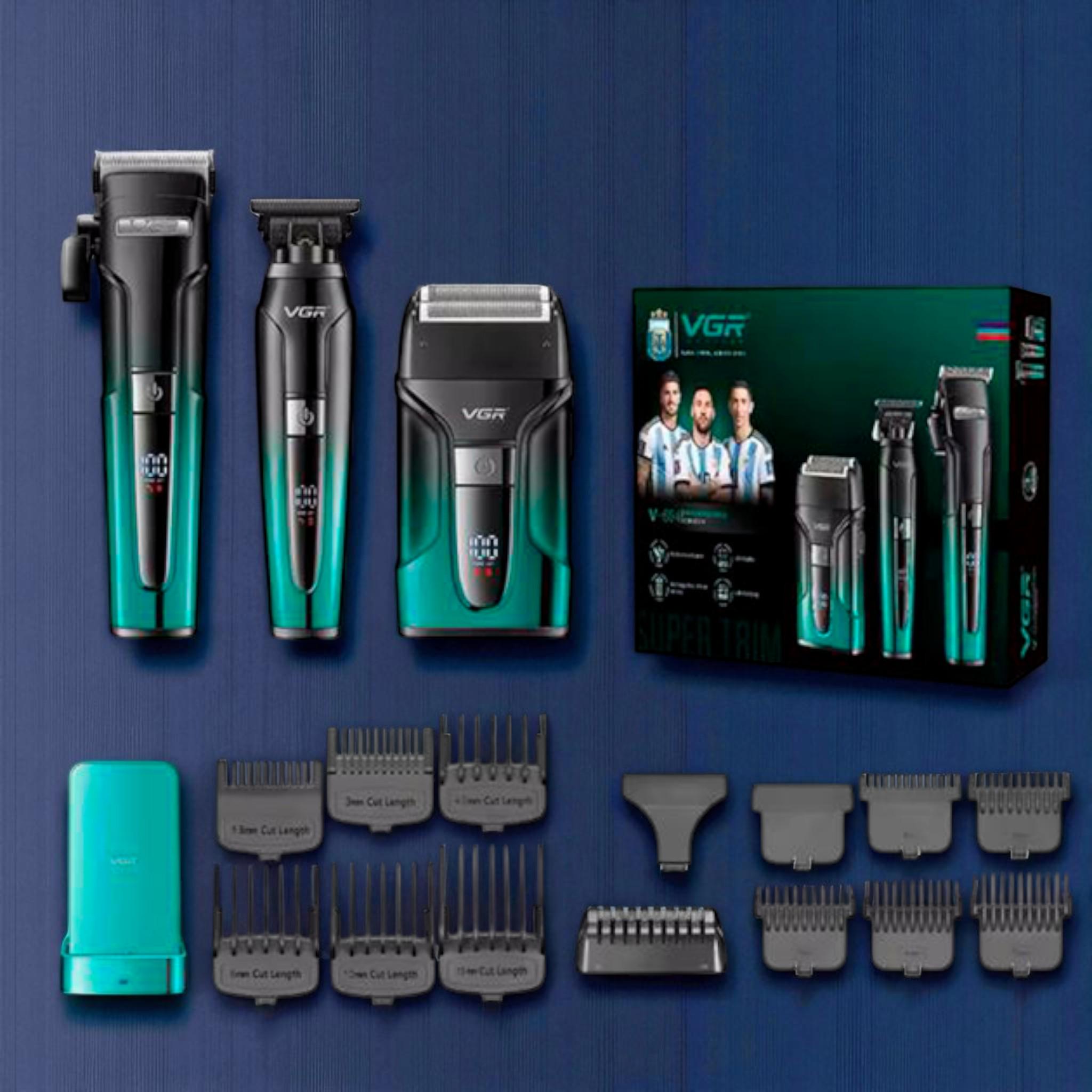 Набор VGR 3в1 V-694 Машинка для стрижки аккумуляторная clipper/триммер/электробритва Blue (E_V-694Blue) - фото 5 Набор VGR 3в1 V-694 Машинка для стрижки аккумуляторная clipper/триммер/электробритва Blue (E_V-694Blue) - фото 5