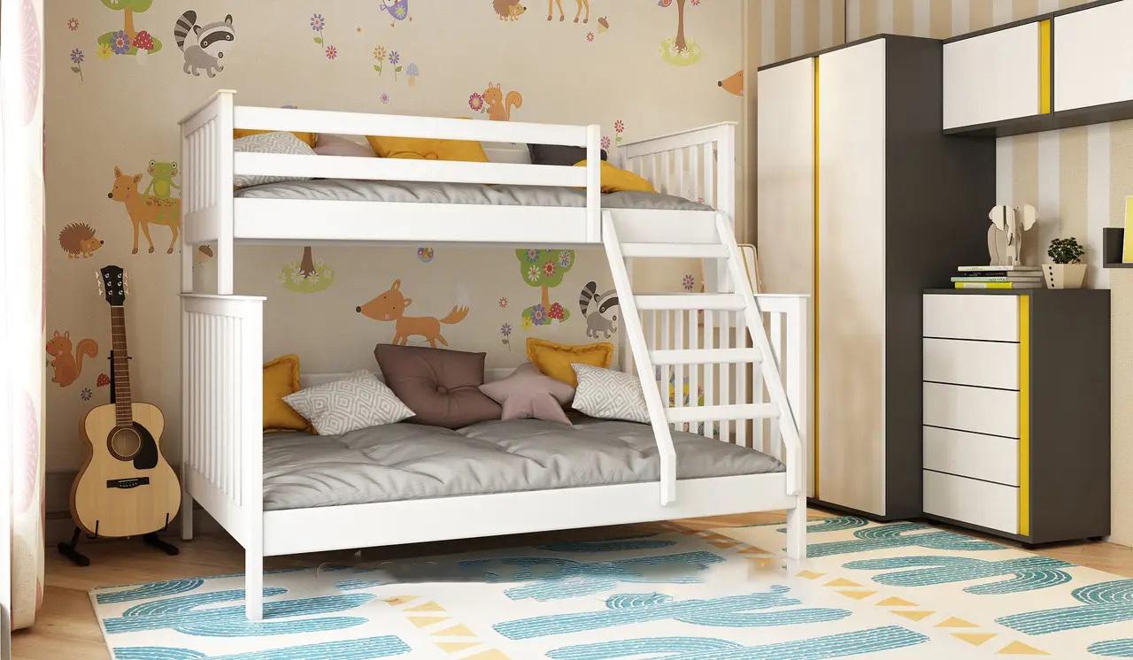 Кровать двухъярусная STEMMA Остин из натурального дерева сосна 140х90х200 см Белый (51919)