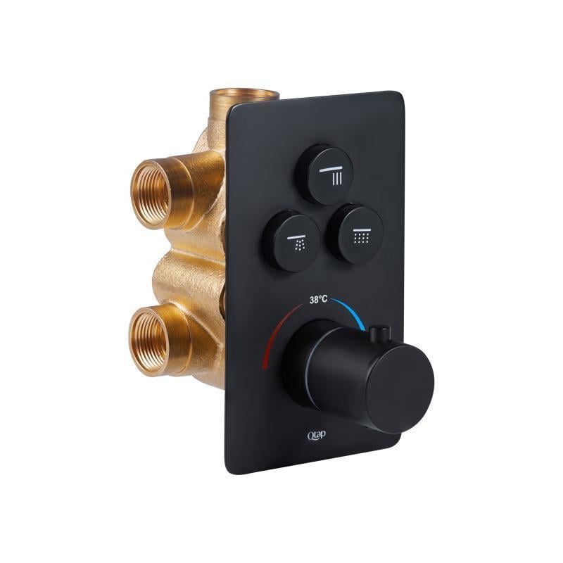 Смеситель для душа скрытого монтажа Q-tap Votice 6443T105NKB термостатический для трех потребителей (24980663)