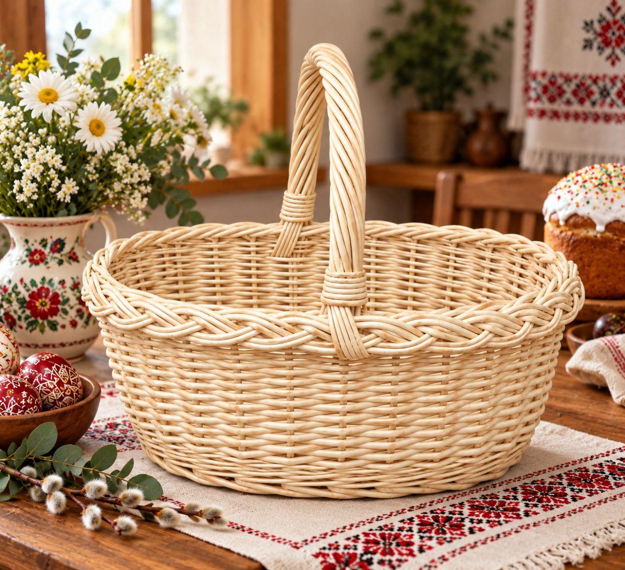 Кошик з вибіленої лози 35x25x15 см (КД 01-58)