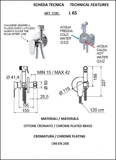 Набор гигиенического душа Remer L65 с гидроершиком - фото 2