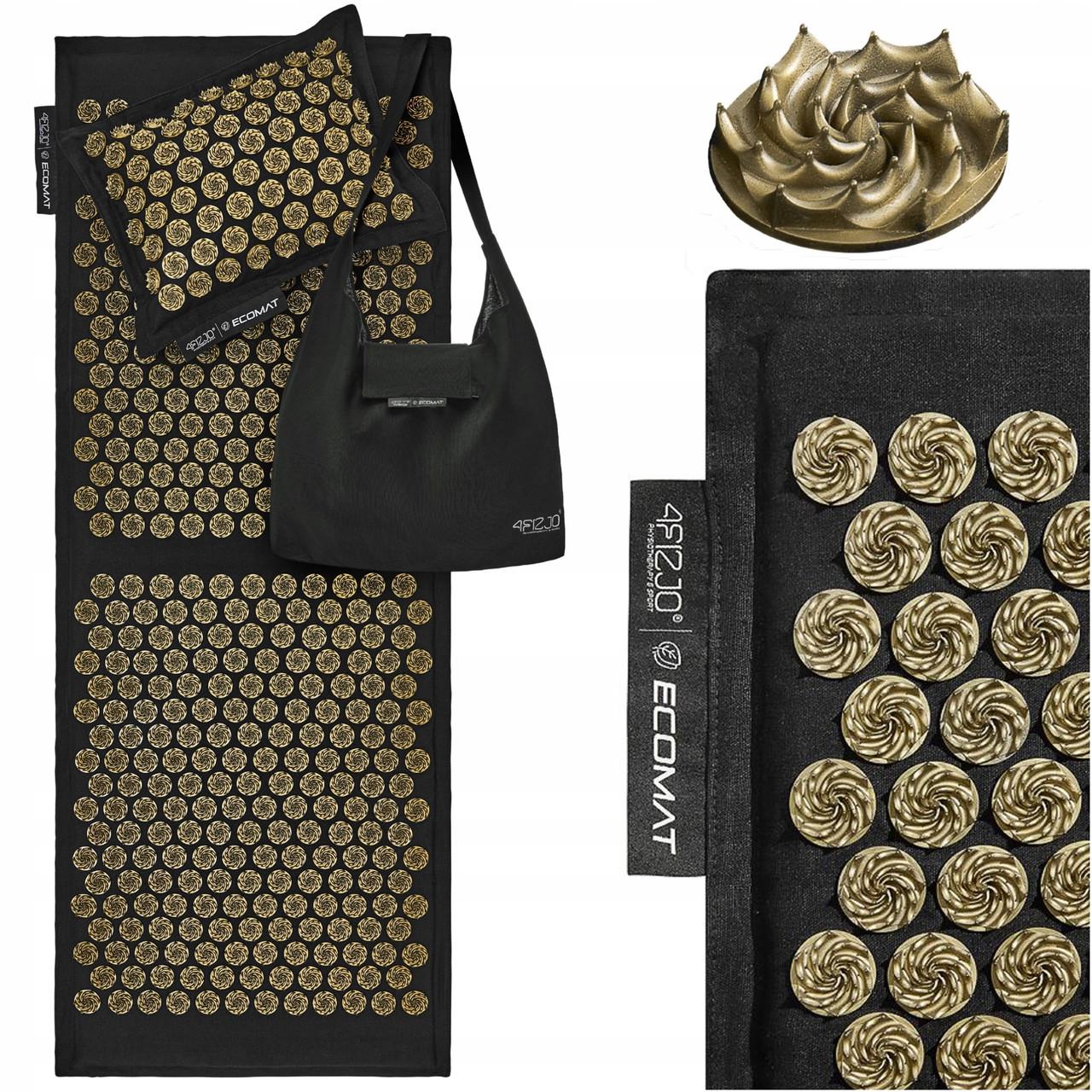 Коврик акупунктурный с подушкой 4fizjo Eco Mat XL Аппликатор Кузнецова Black/Gold (P-5907739313591) - фото 10