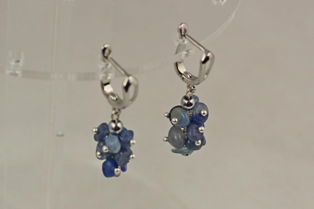 Серьги-подвески кисть из натурального авантюрина 4 см Серебристый (32899038)