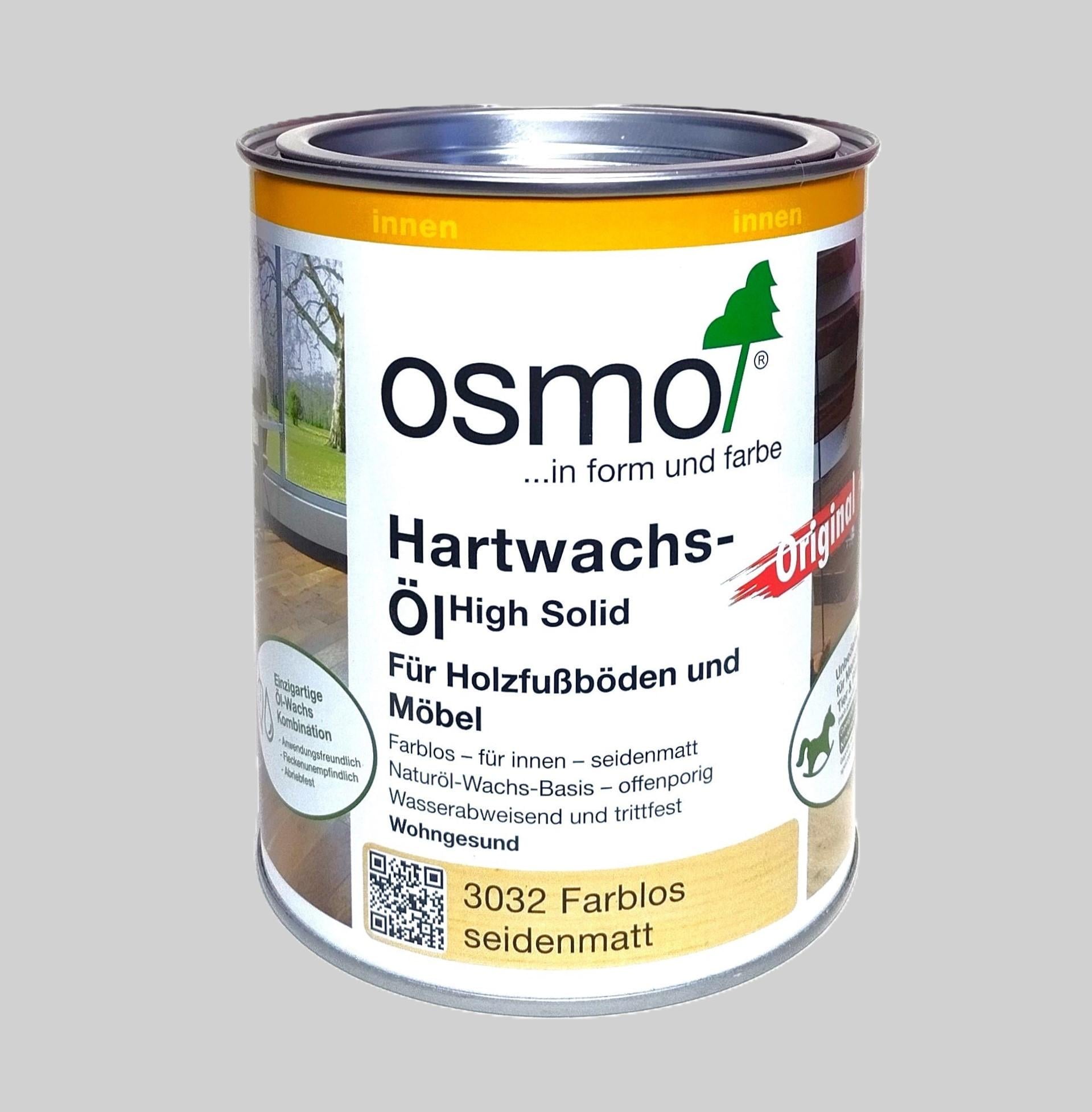 Масло с твердым воском Osmo Hartwachs-Öl Original для пола из дерева/паркета/мебели 0,75 л Бесцветный шелковисто-матовый (3032)
