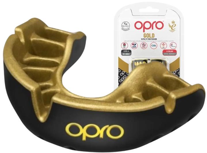 Капа OPRO Gold доросла вік 11+ Чорний/Золотистий (Gold Bl/Gold)