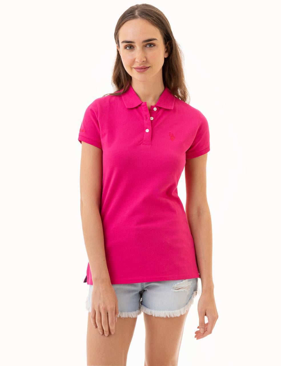 Поло женское US Polo ASSN SOLID PIQUE POLO M Розовый (134991928316)
