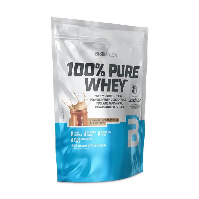 Протеин сывороточный BioTech 100% Pure Whey 400 г Карамельное капучино
