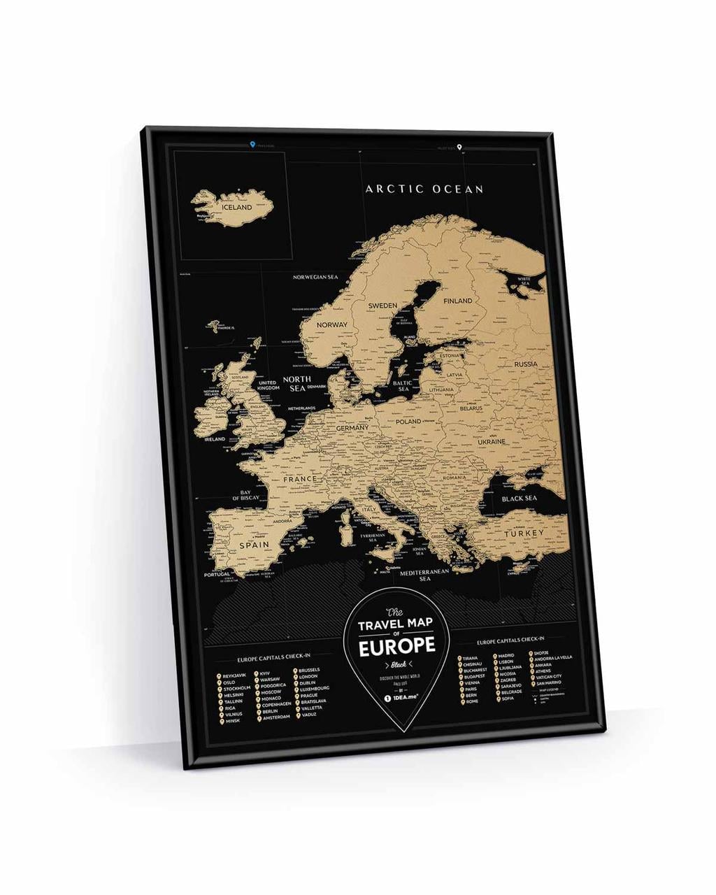 Скретч постер 1DEA.ME Travel Map Black Europe