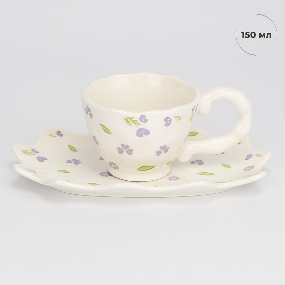 Чашка з блюдцем Фіалкова ніжність 150 мл (9295-018) - фото 4