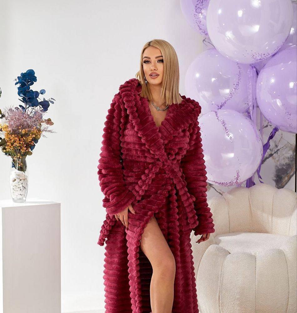 Халат женский махровый Romance Style Woman 20768 Шарпей XL Бордовый (X-0005-XL)