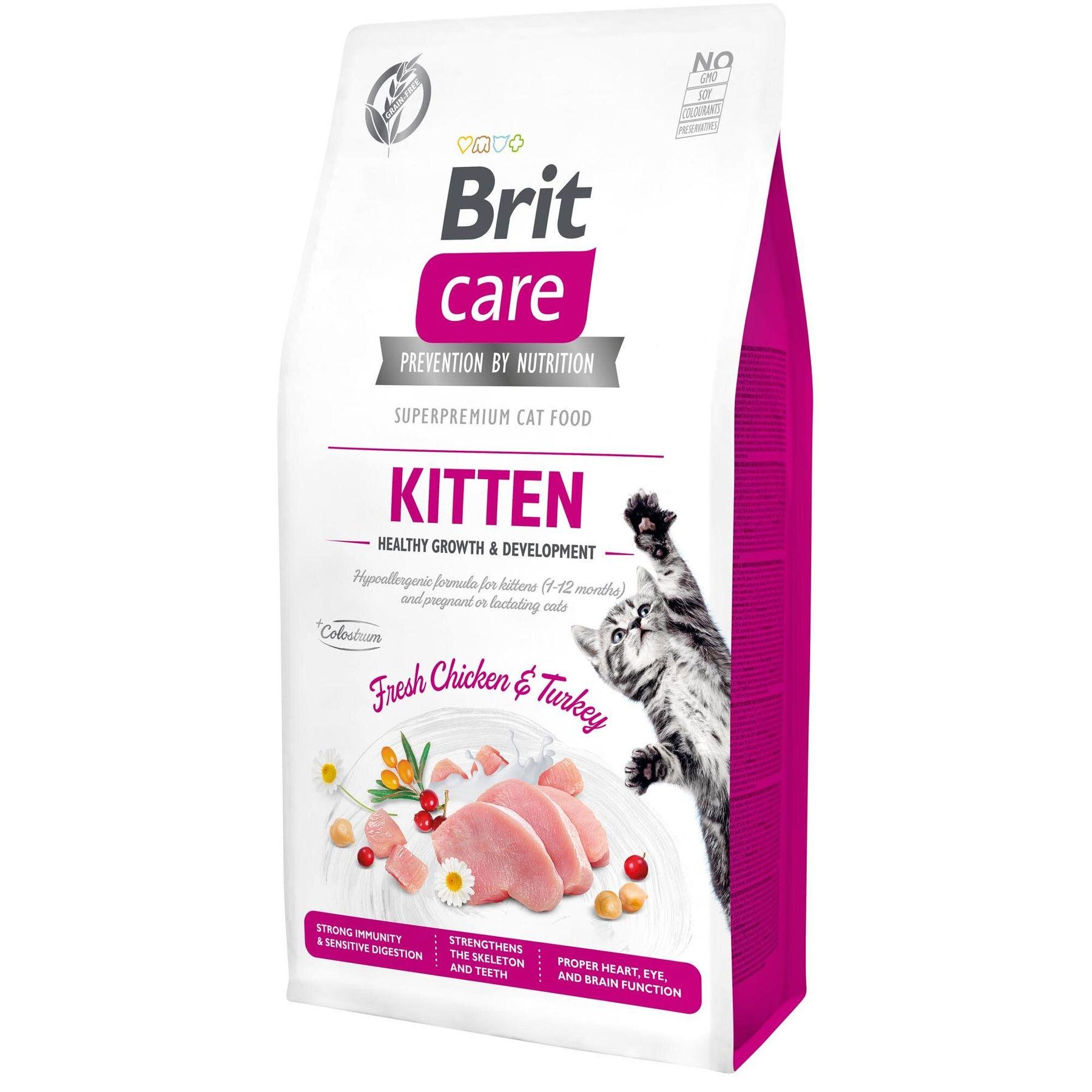 Сухой корм Brit Care Cat GF Kitten HGrowth & Development для котят Курица и индейка 7 кг