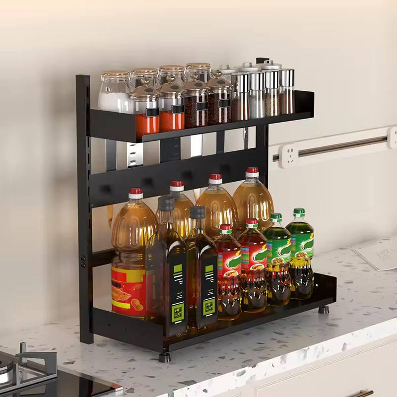 Полочка металлическая для специй 2 этажа Черный