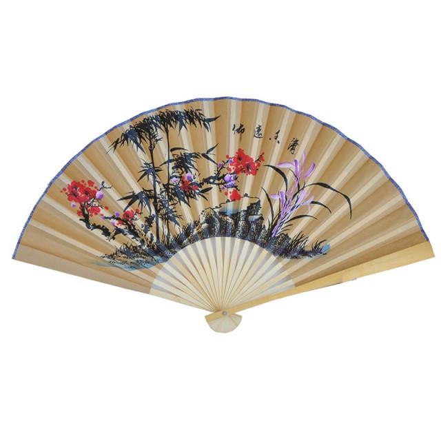 Настінне віяло бамбук і сакура 50х90 см Бежевий (В4728)