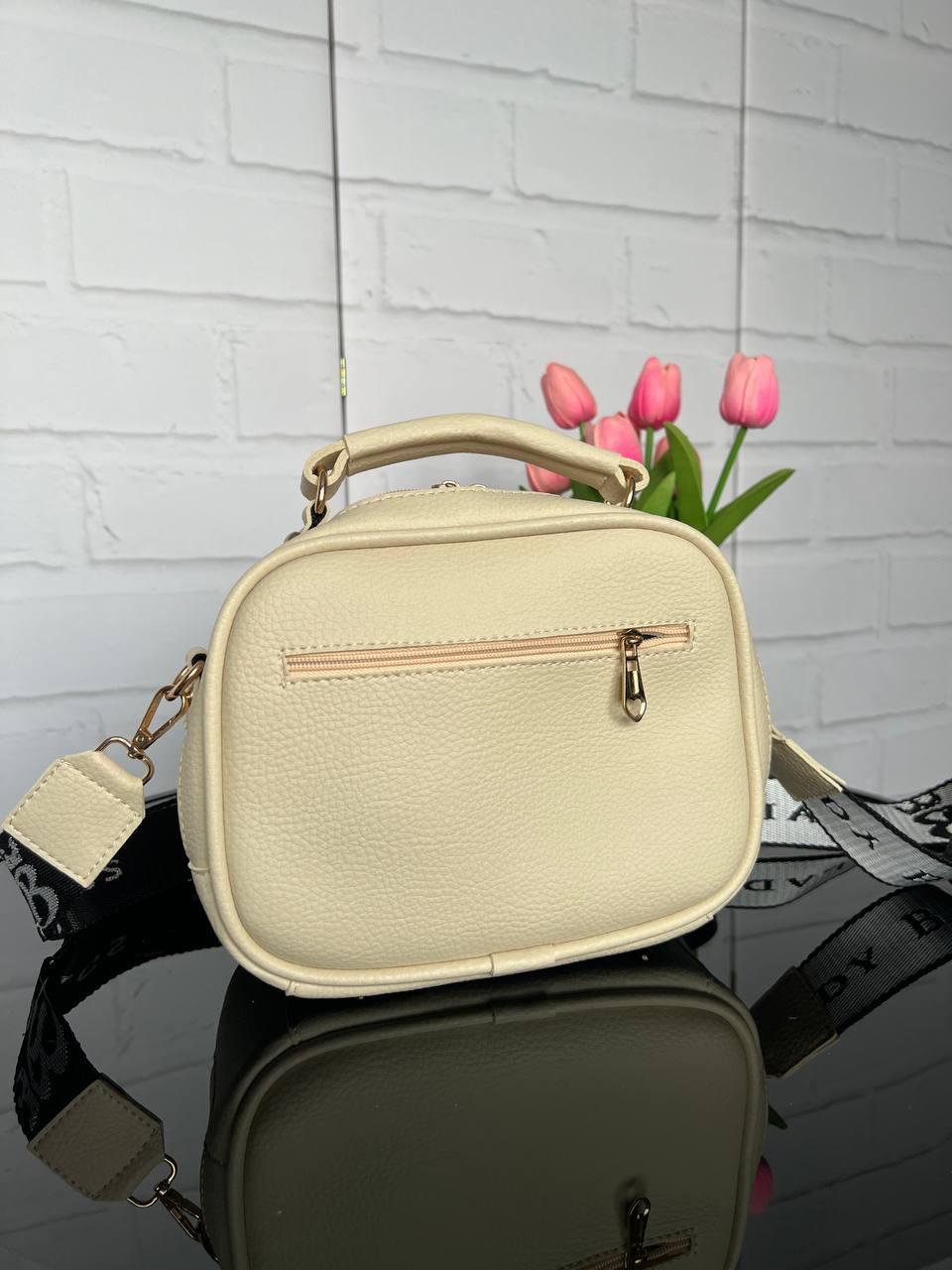 Сумка маленькая женская через плечо кросс боди на широком ремне экокожа Бежевый - фото 6 Сумка маленькая женская через плечо кросс боди на широком ремне экокожа Бежевый - фото 6