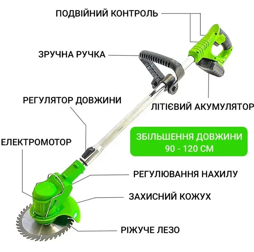 Триммер садовий акумуляторний з двома акумуляторами 48V - фото 2