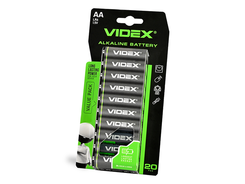 Батарейка щелочная Videx LR6/AA Blister 20 шт. (9267)