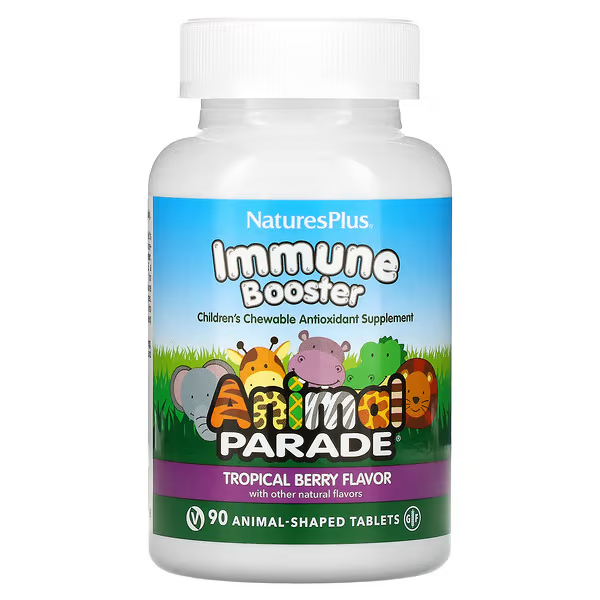Добавка для укрепления иммунитета детская NaturesPlus Source of Life Animal Parade вкус тропических ягод 90 таблеток