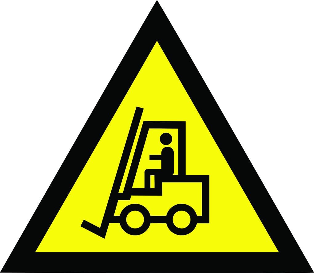 Табличка предупреждающая Осторожно работает погрузчик самоклеющая пленка (60027)