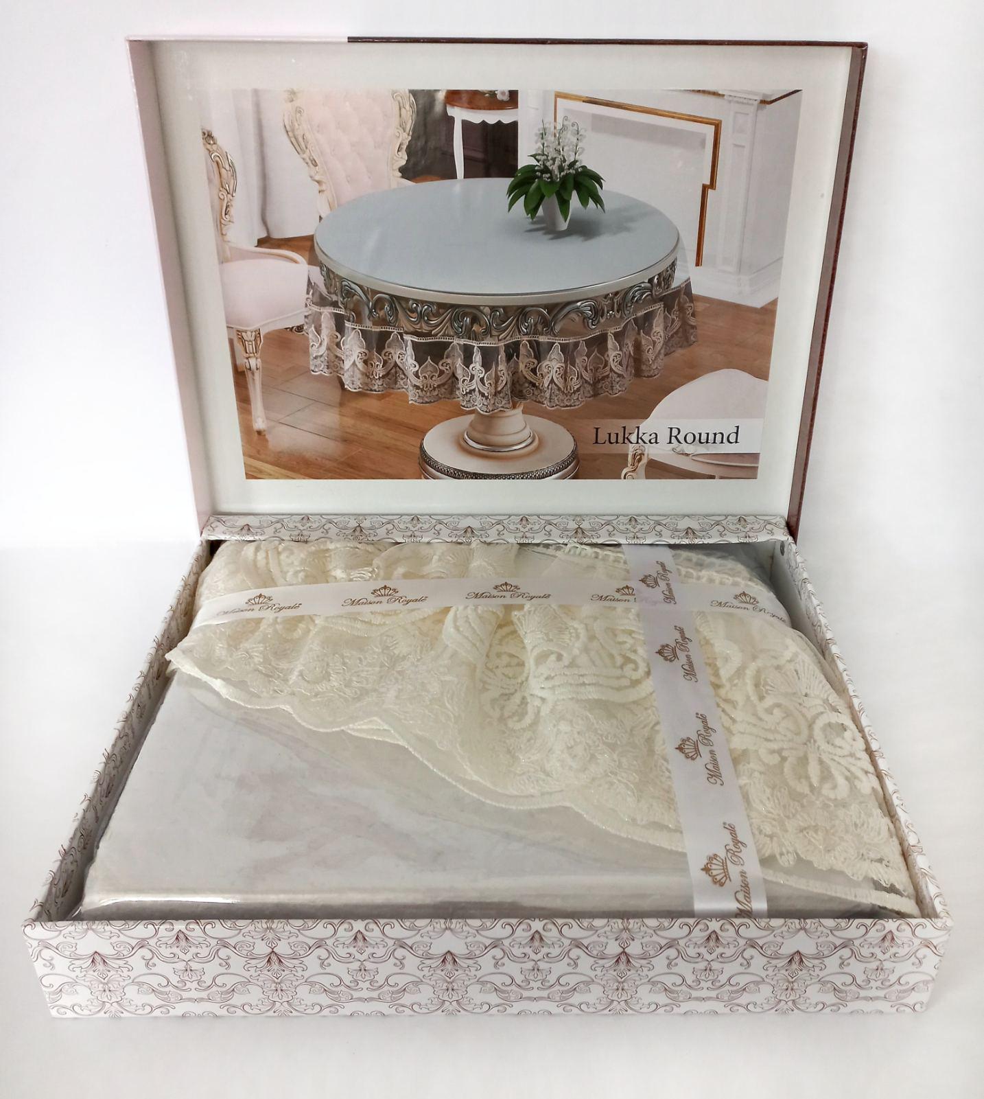 Силиконовая скатерть с кружевом Maison Royale 160 круг Lukka Krem (CN9384)