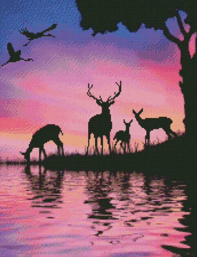Алмазная мозаика Strateg Олени у воды 50х60 см (HA0009)