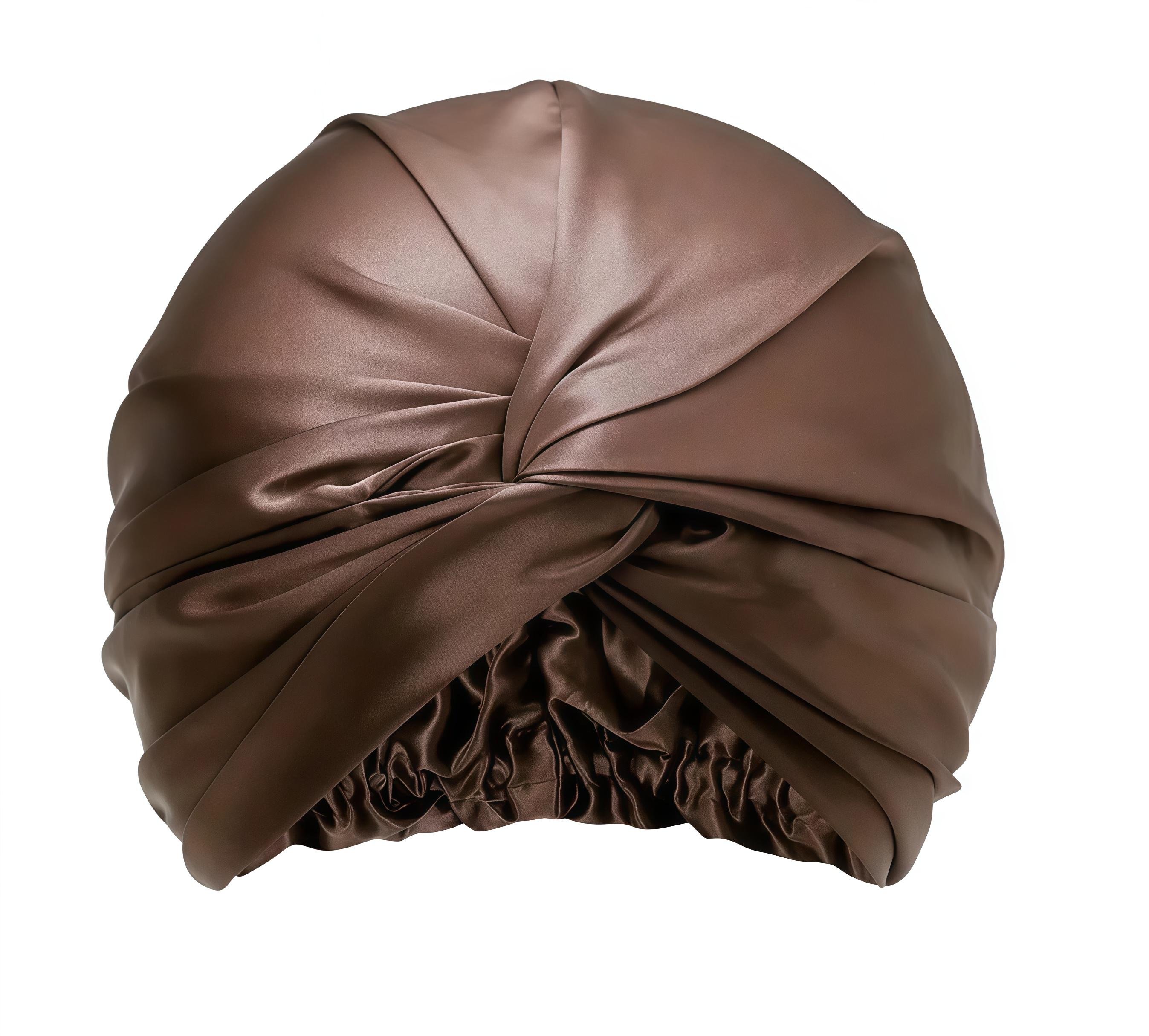 Бонет для волос двухслойный шелковый Коричневый