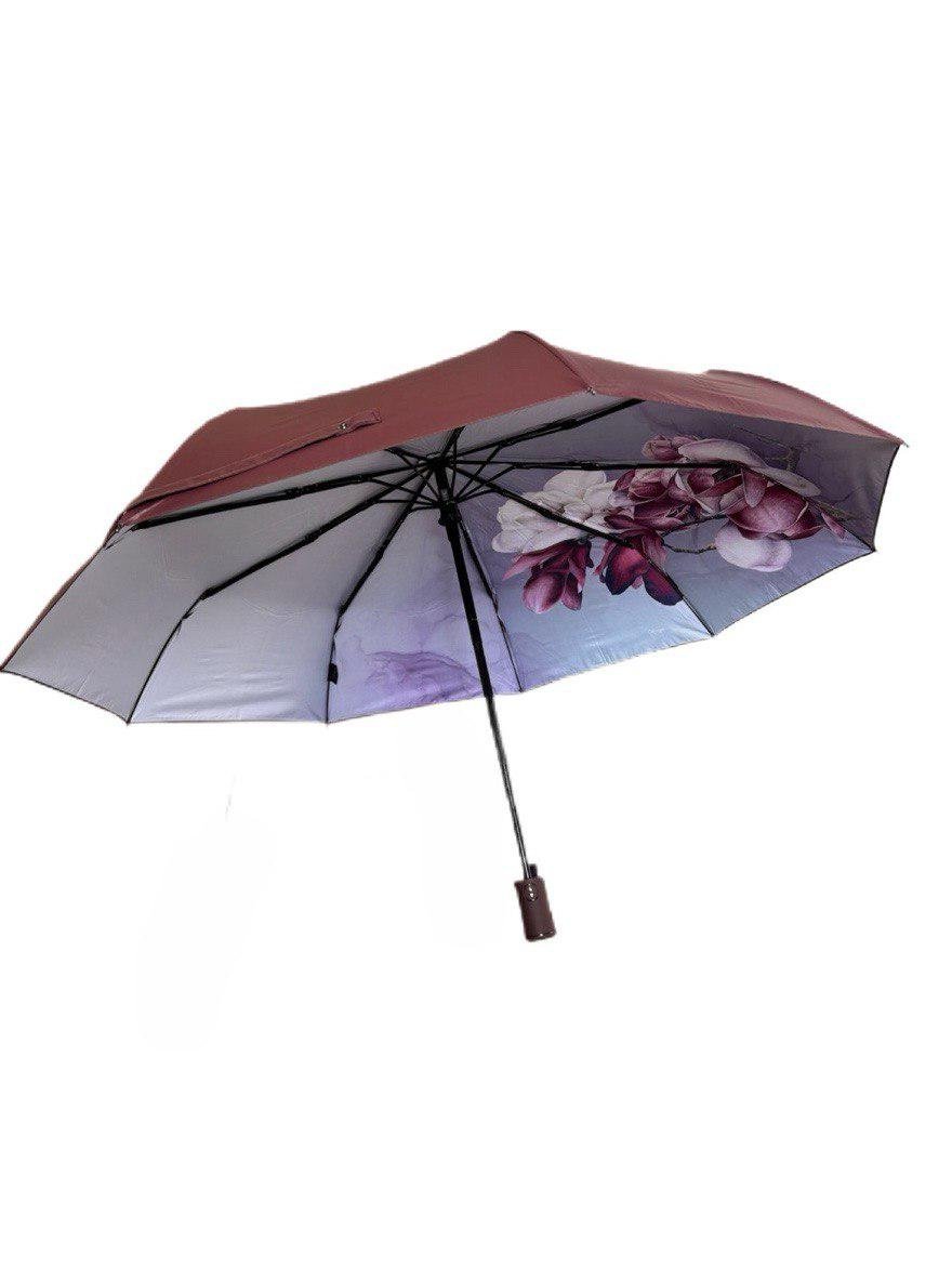Зонтик автоматический женский Unique с цветами 9 спиц Шоколадный (3009/2) - фото 5 Зонтик автоматический женский Unique с цветами 9 спиц Шоколадный (3009/2) - фото 5