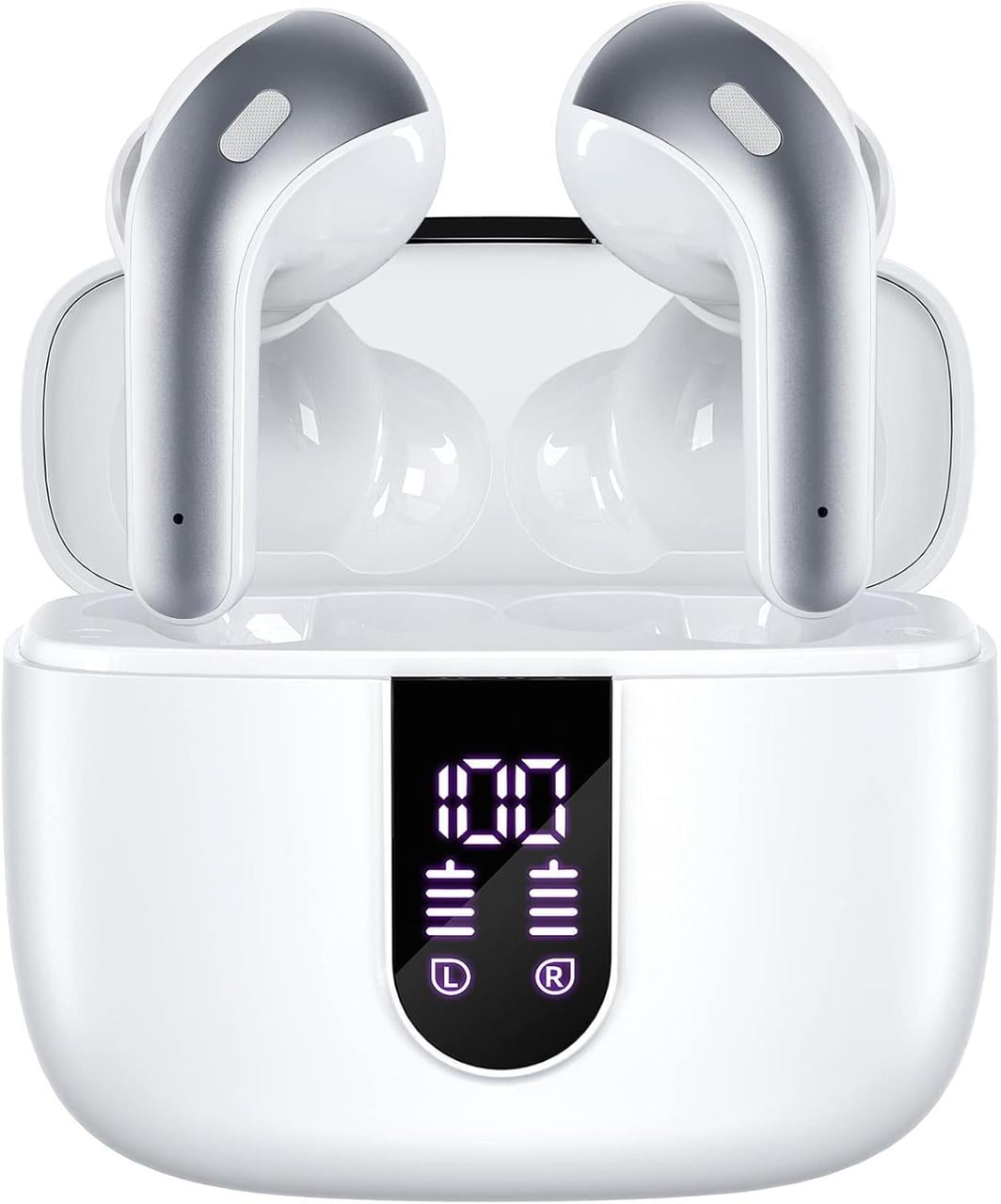 Наушники беспроводные TWS x08 с LED-дисплеем bluetooth 5.2 и IPX7 Белый