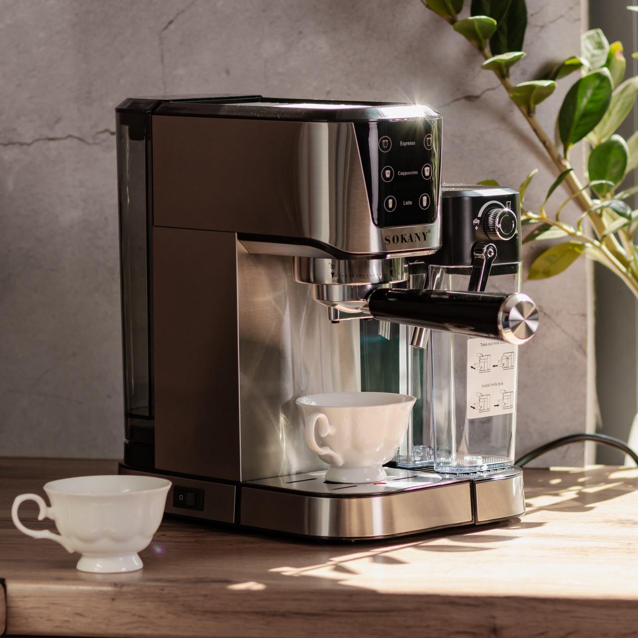 Кофеварка рожковая Sokany SK-04027 с капучинатором 3в1 1350 Вт 1 л (7385) - фото 9