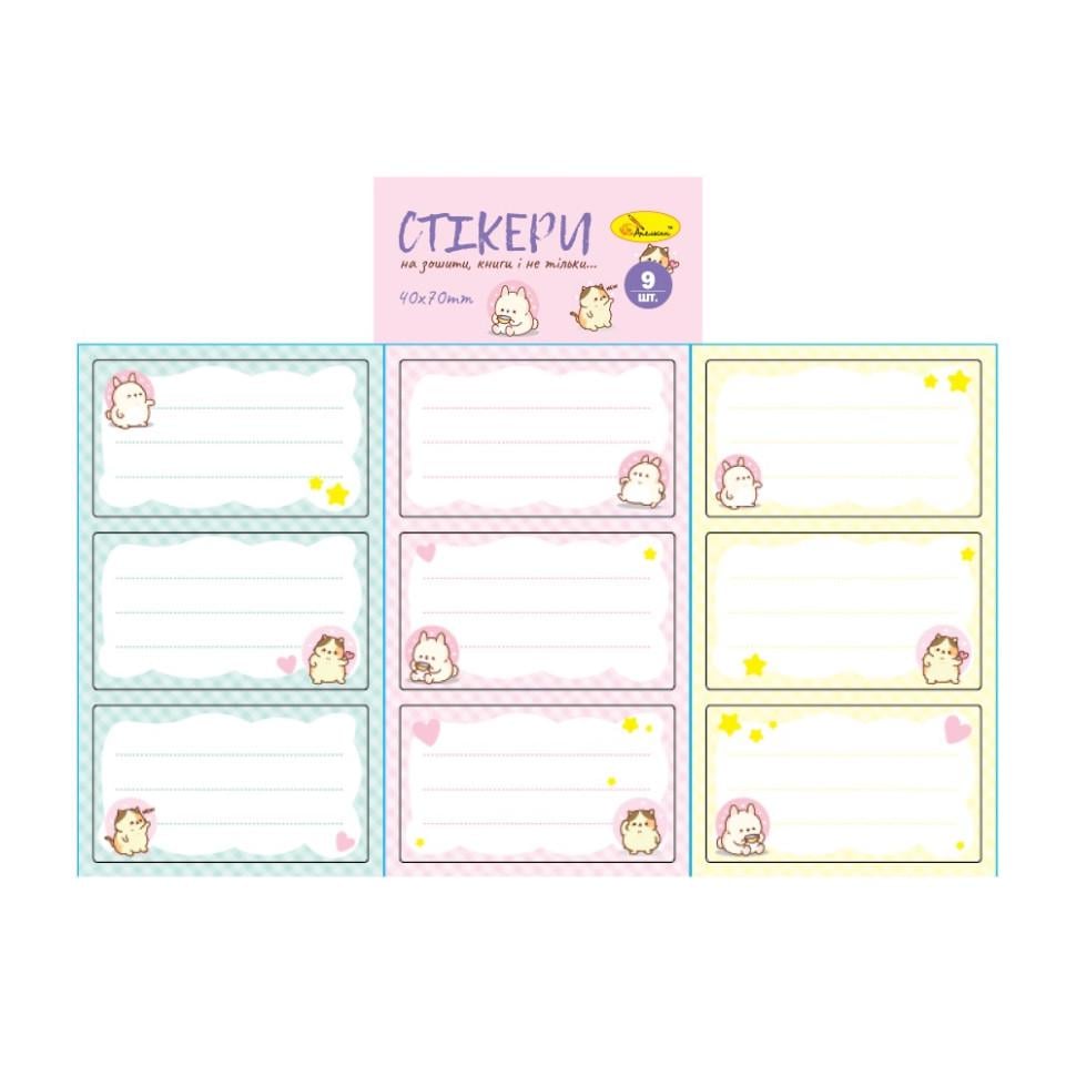 Наліпки для підпису зошитів 215х87 мм Різнокольоровий (PN-226-N-40)