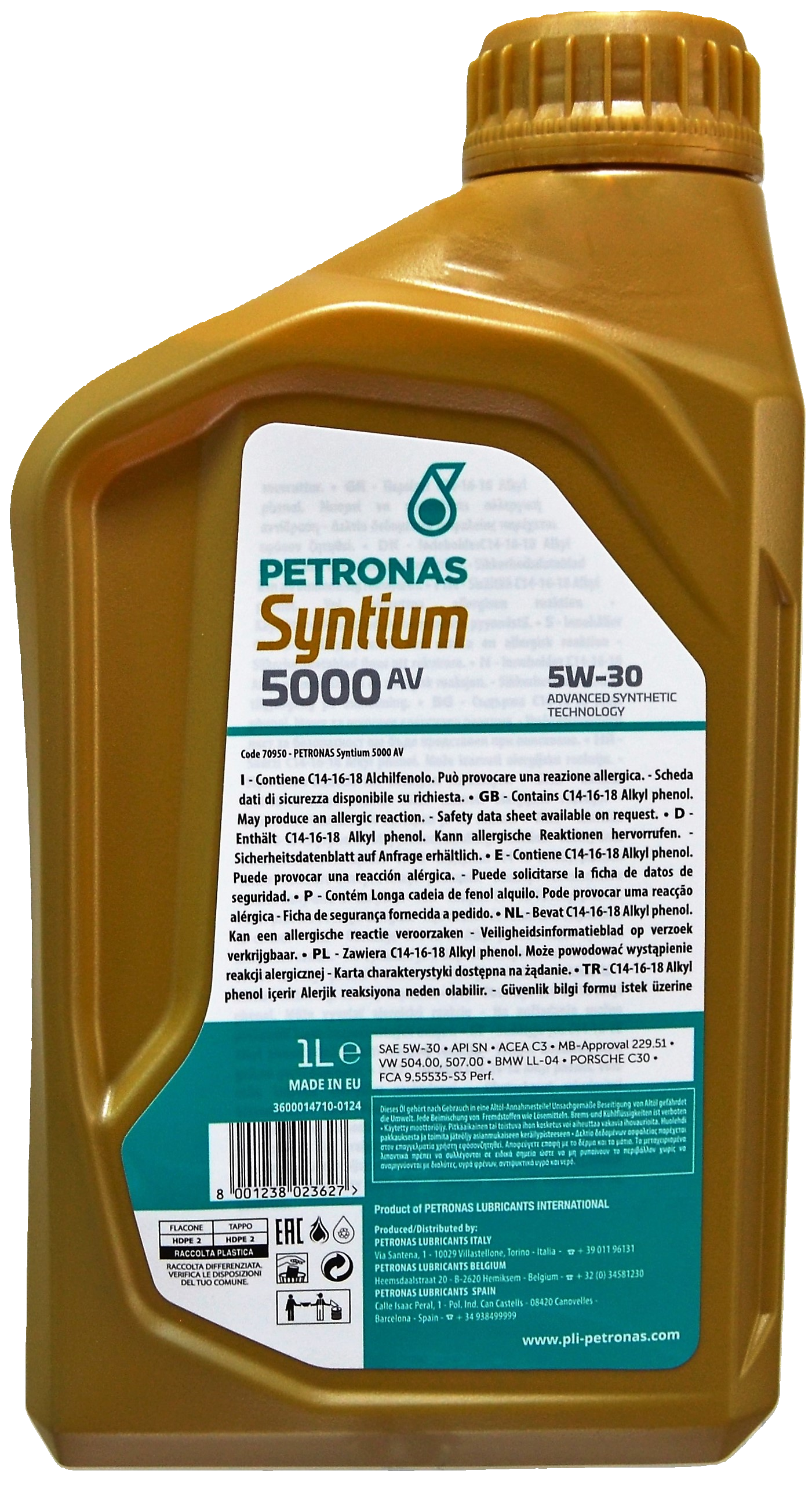 Моторна олива PETRONAS LUBRICANTS Syntium 5000 AV 5W-30 1 л (2419281298) - фото 3 Моторна олива PETRONAS LUBRICANTS Syntium 5000 AV 5W-30 1 л (2419281298) - фото 3