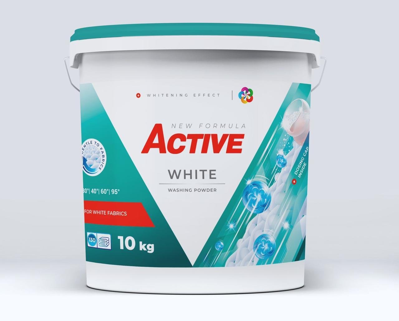 Порошок для прання білих речей ACTIVE White відро на 130 прань 10 кг (2259248116)