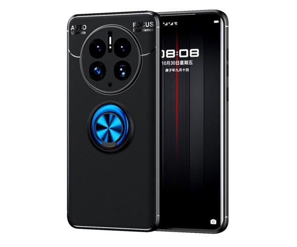Чехол-накладка C-KU Auto Focus 360 Rotating Ring для Huawei Mate 50 Pro Черная с синим