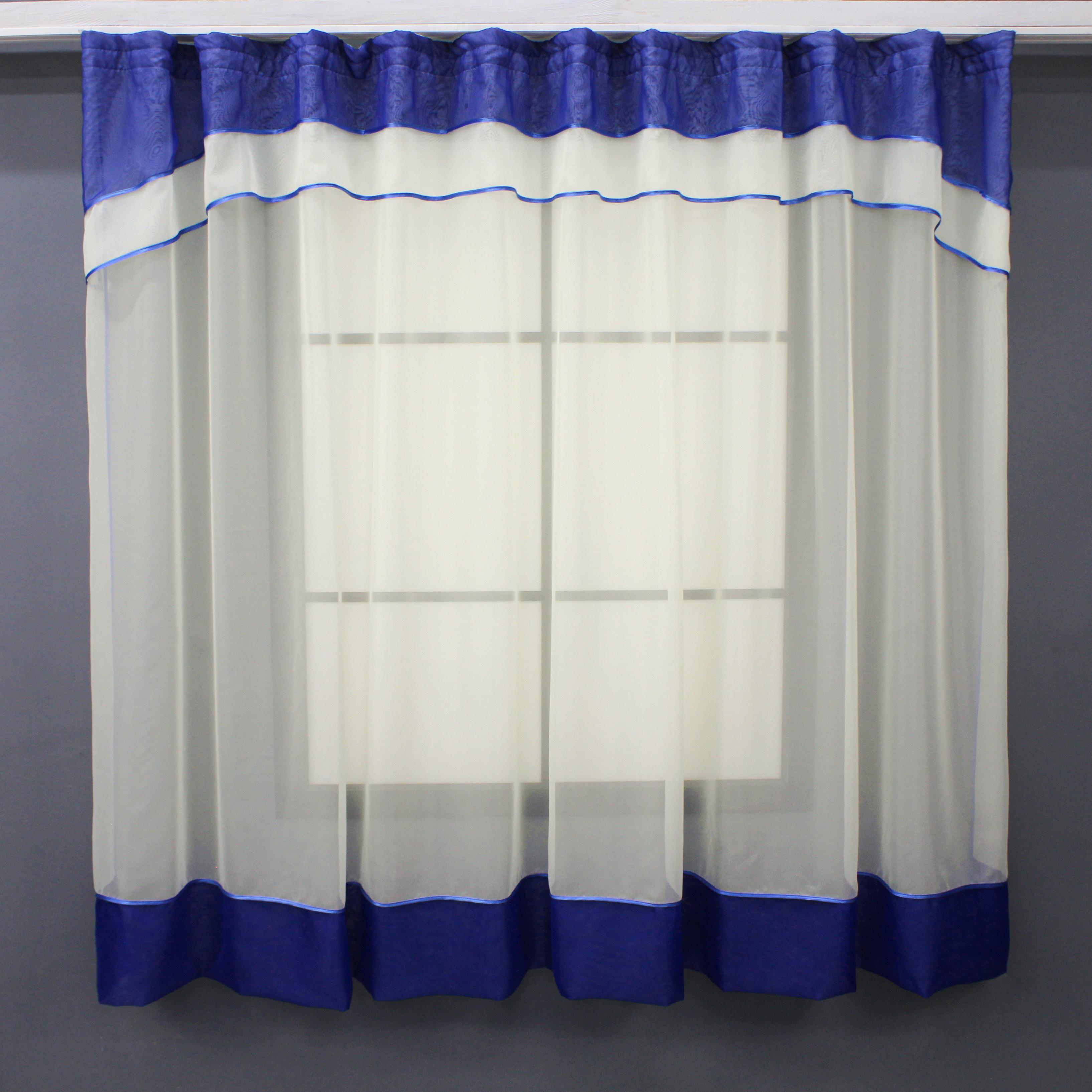 Гардина для кухни VR-Textil №110к арка 280х170 см Синий/Кремовый (52-1059)