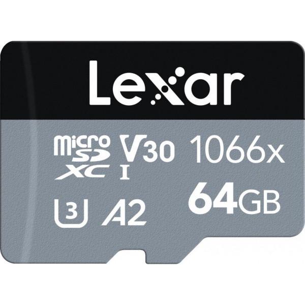 Карта памяти Lexar 64GB microSDXC class 10 UHS-I 1066x Silver (LMS1066064G-BNANG) - фото 1