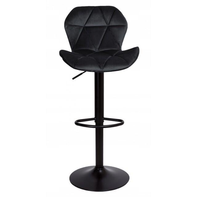 Барный стул со спинкой Bonro B-087 велюр Черный с черным основанием (2825143875)
