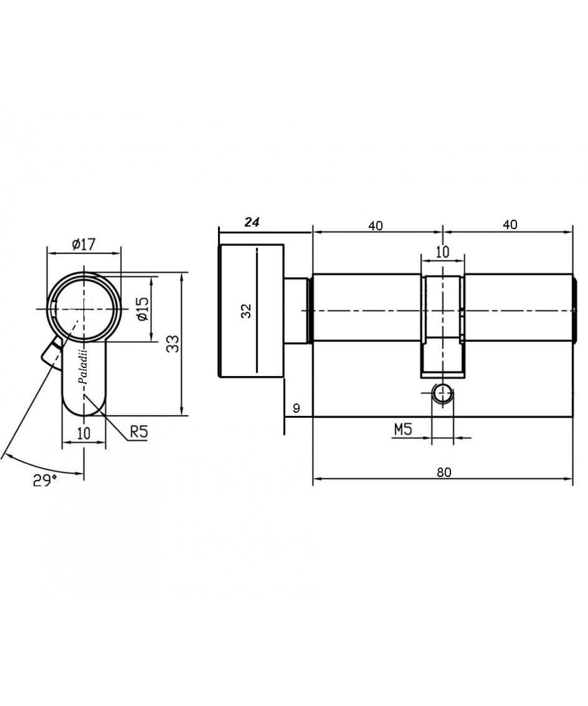 Цилиндр Paladii ST 80 мм Т40x40 5 ключей BN Черный (ПЦ213) - фото 3 Цилиндр Paladii ST 80 мм Т40x40 5 ключей BN Черный (ПЦ213) - фото 3
