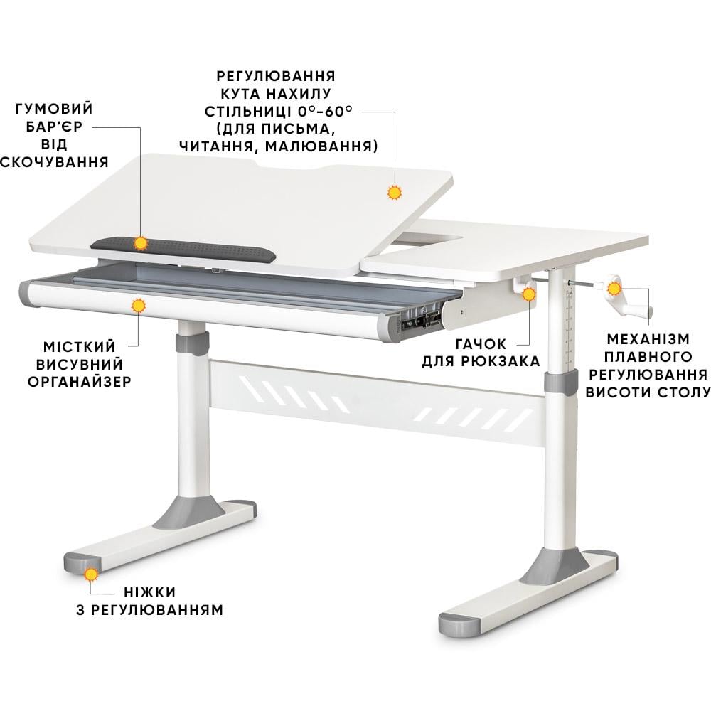 Парта детская школьная Evo-kids TH-310/кресло Sprint Duo Lite/тумба BD C-3 Серый - фото 2