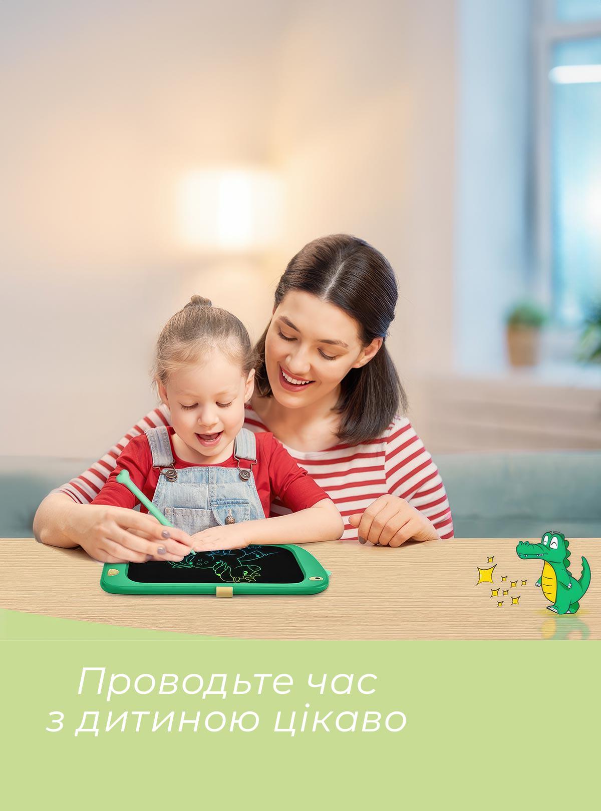 Планшет дитячий LCD DobraMAMA 9180 Динозавр для малювання зі стілусом для дітей Зелений (69165) - фото 10