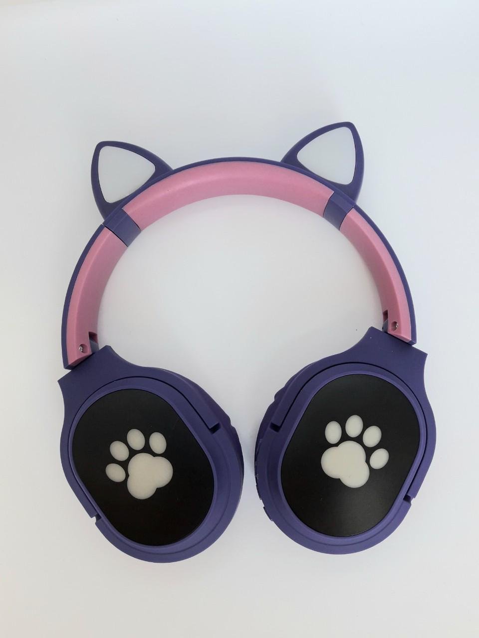 Беспроводные наушники Cat Ear VZV-380M Bluetooth с ушками и LED подсветкой Фиолетовый